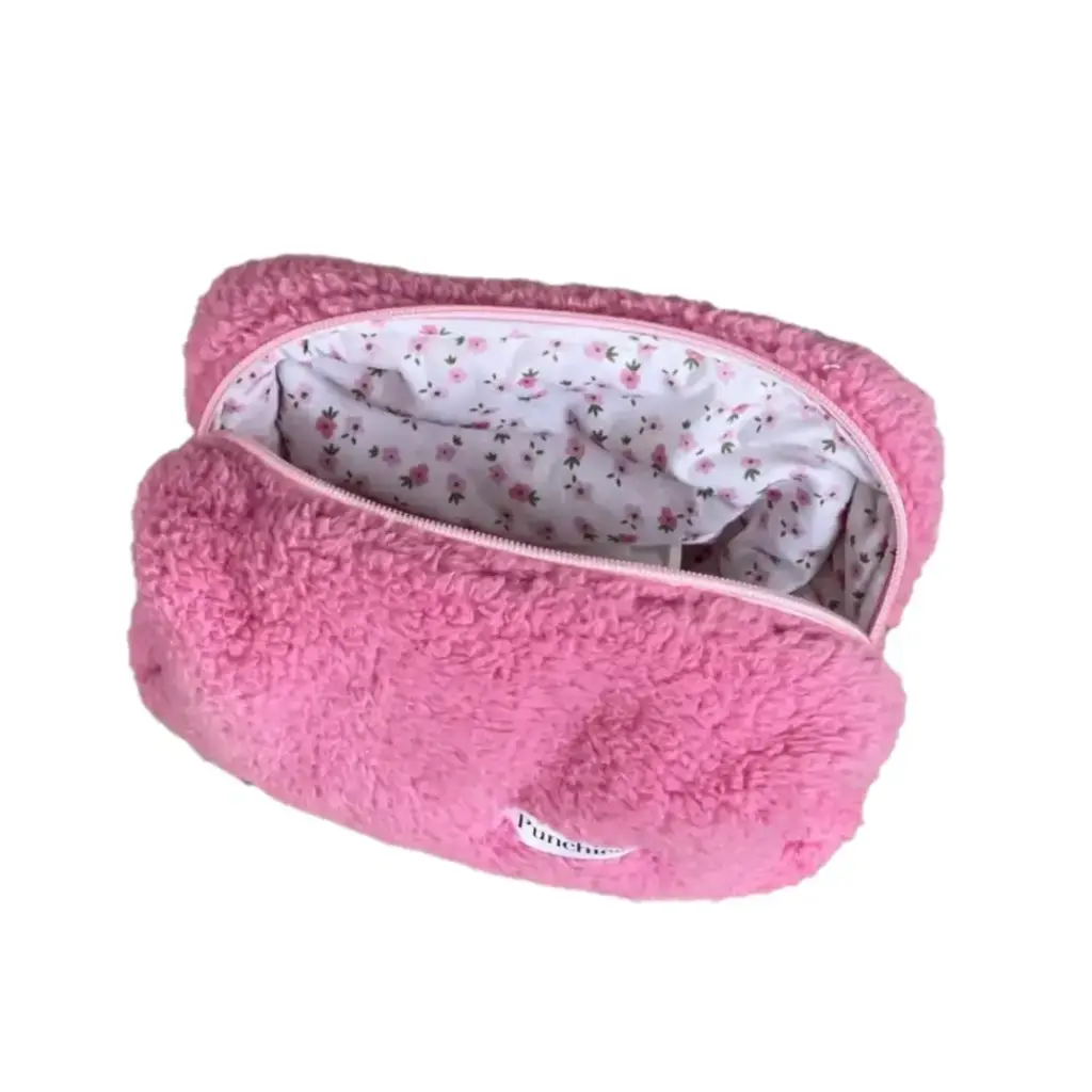 Punchiess Pink Plush Makeup Bag