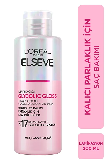 Loreal Elseve Glycolic Gloss Shine Hair Sealing Lamination Care Rinse in 5 Minutes 200ml