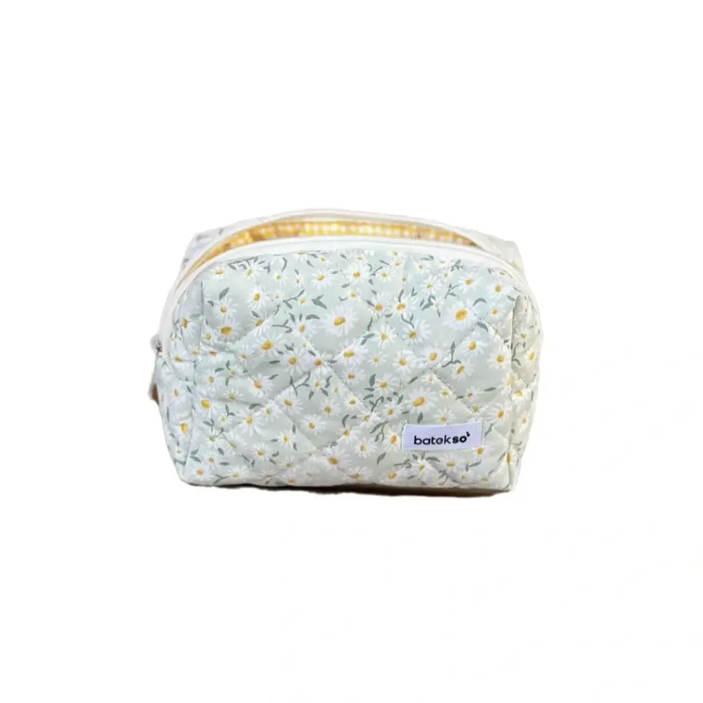Batecso white flowers makeup bag