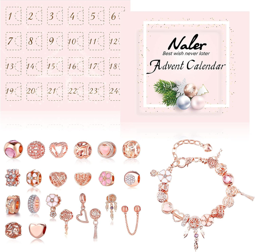 Naler Christmas Jewelry Advent Calendar 2025 Christmas Countdown Calendar Jewelry Kit for Women