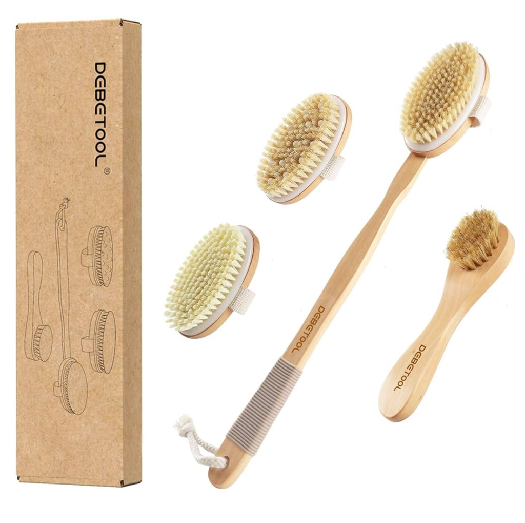 Debetool Dry Brushing Set - Natural Boar Bristle Body & Face Brush