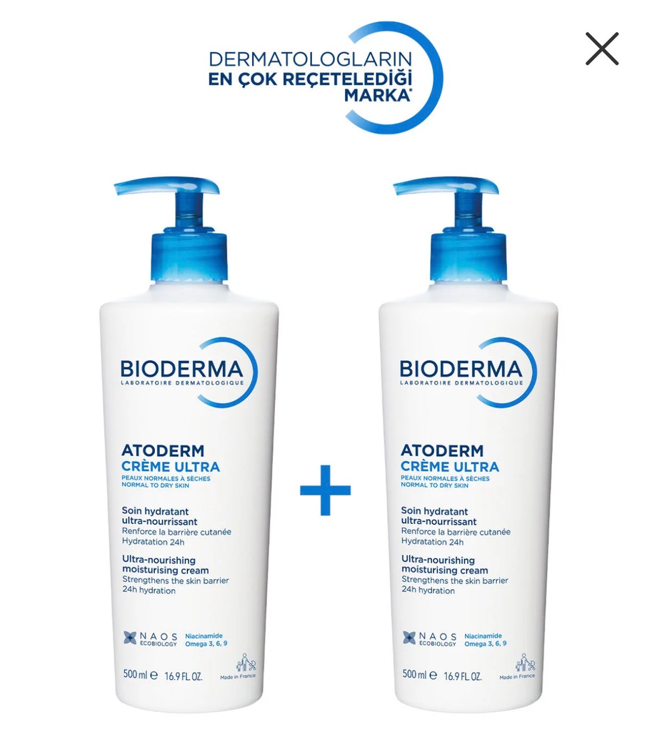 Bioderma Atoderm Cream Ultra Normal Ve Kuru Ciltler Için Nemlendirici Yüz, Vücut Bakım Kremi 2x500