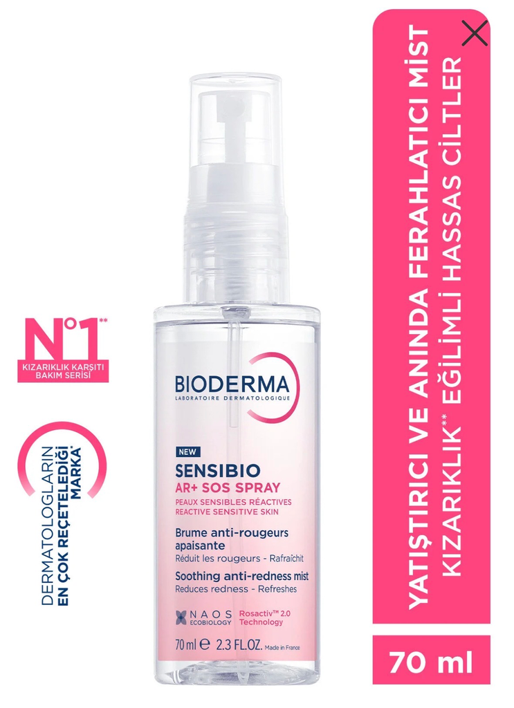 Bioderma Sensibio AR+ SOS Sprey Kızarıklık Eğilimli Hassas Ciltler İçin Yatıştırıcı Ferahlatıcı Sprey 70 ml