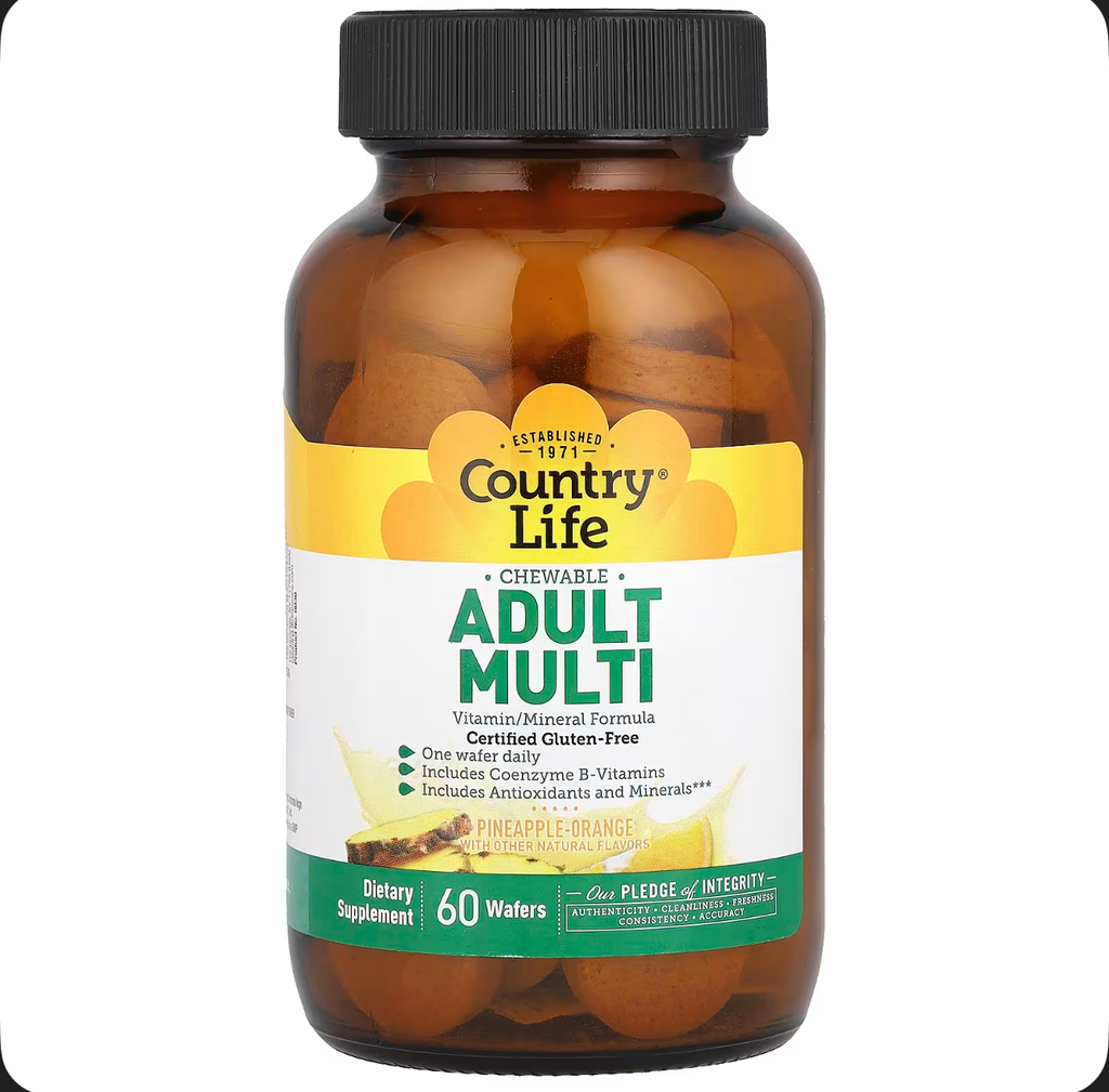 Country Life Chewable Adult Multi, Pineapple-Orange, 60 Wafers