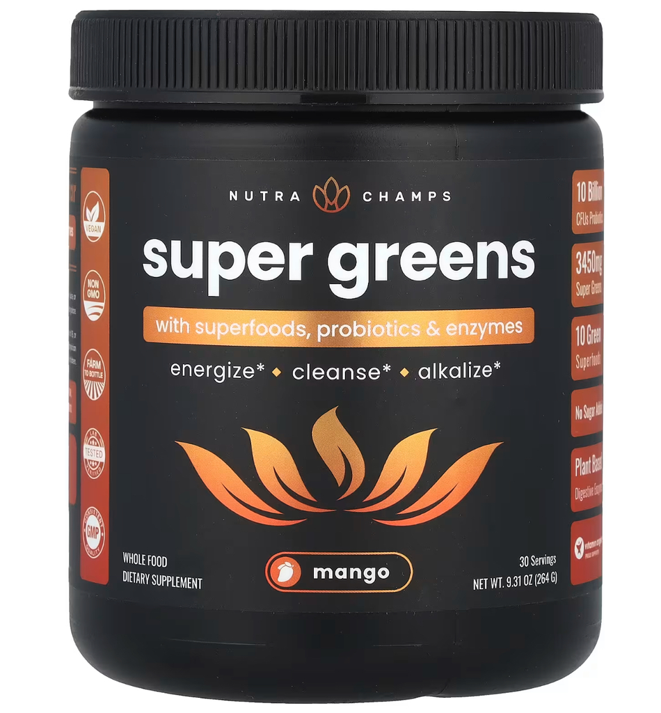 Super Greens With Superfoods, Probiotics & Enzymes.