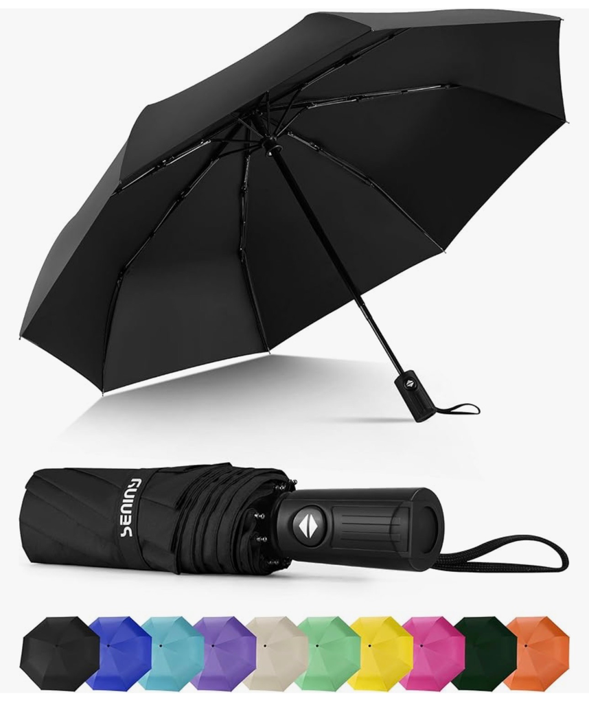 Seniny Windproof Travel Umbrella (Auto-Black)