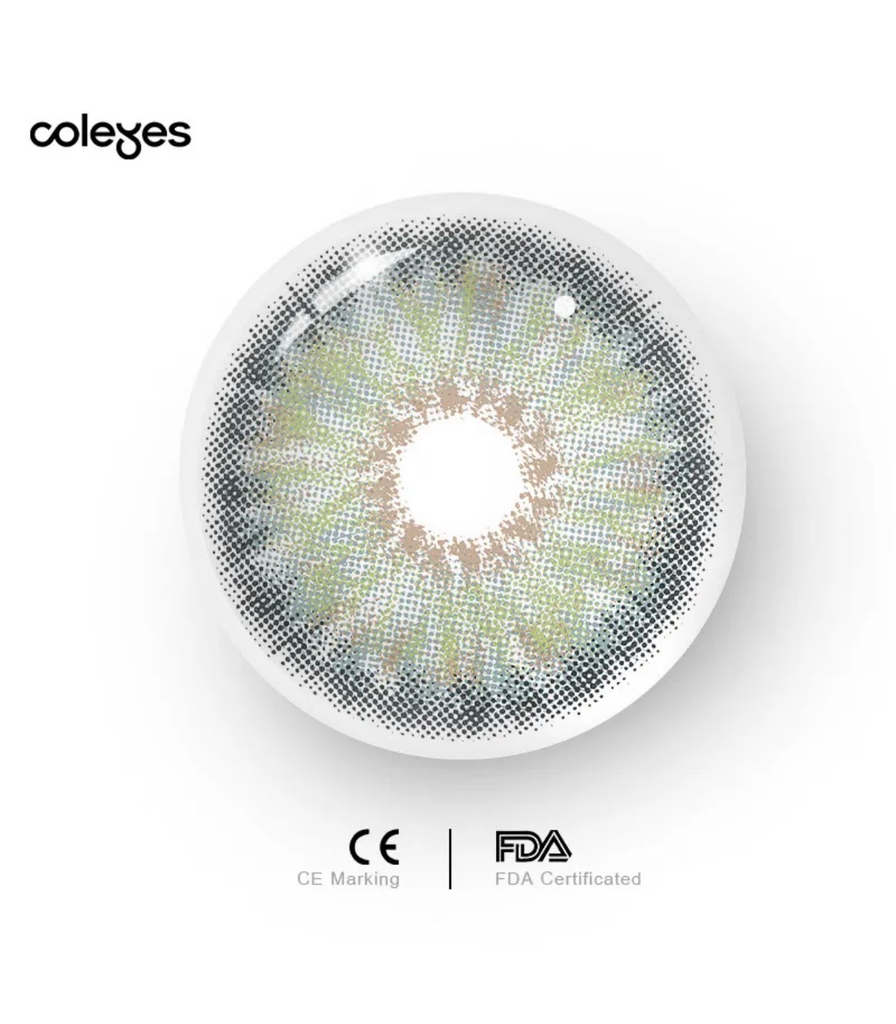 Coleyes Dawn Grey Green Yearly Prescription Colored Contacts
