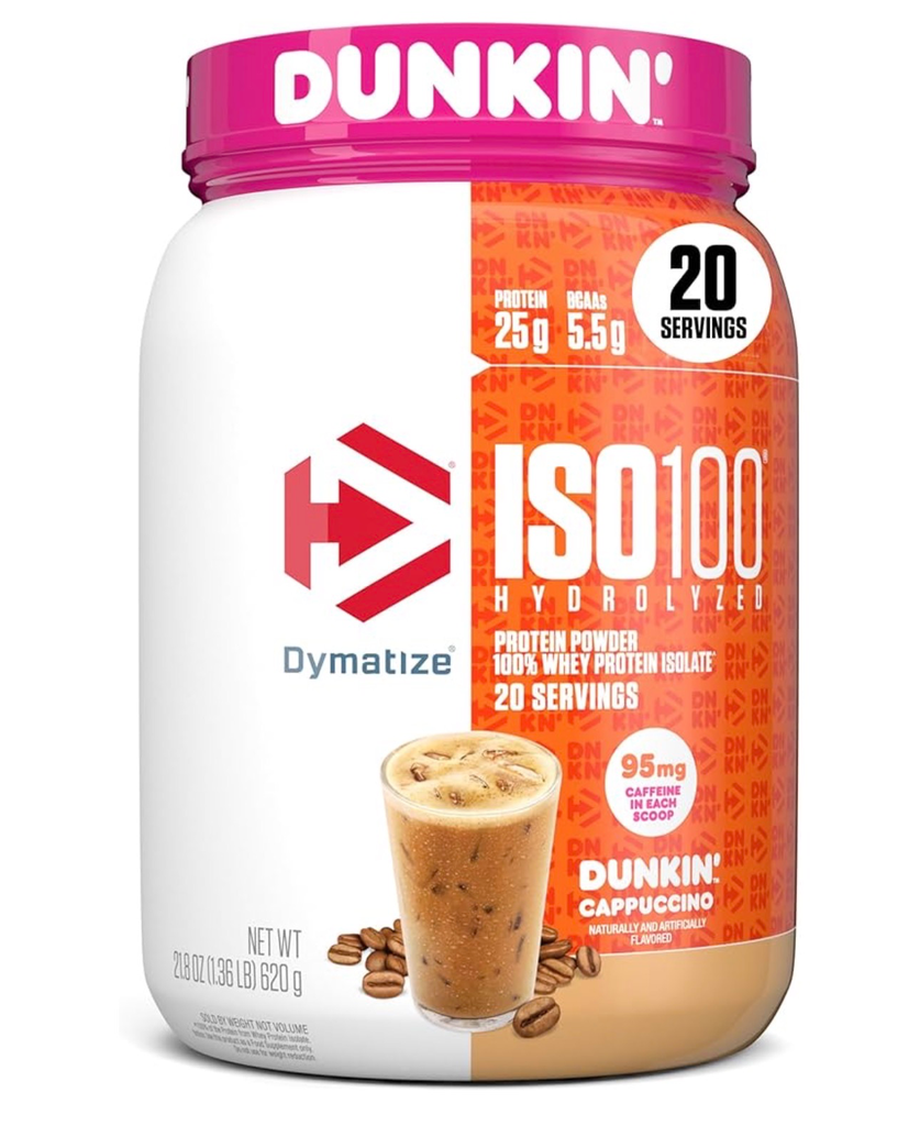 Dymatize x Dunkin' Cappuccino ISO100 Whey Protein Powder (Dunkin' Cappuccino, 1.34 Pound (Pack of 1))
