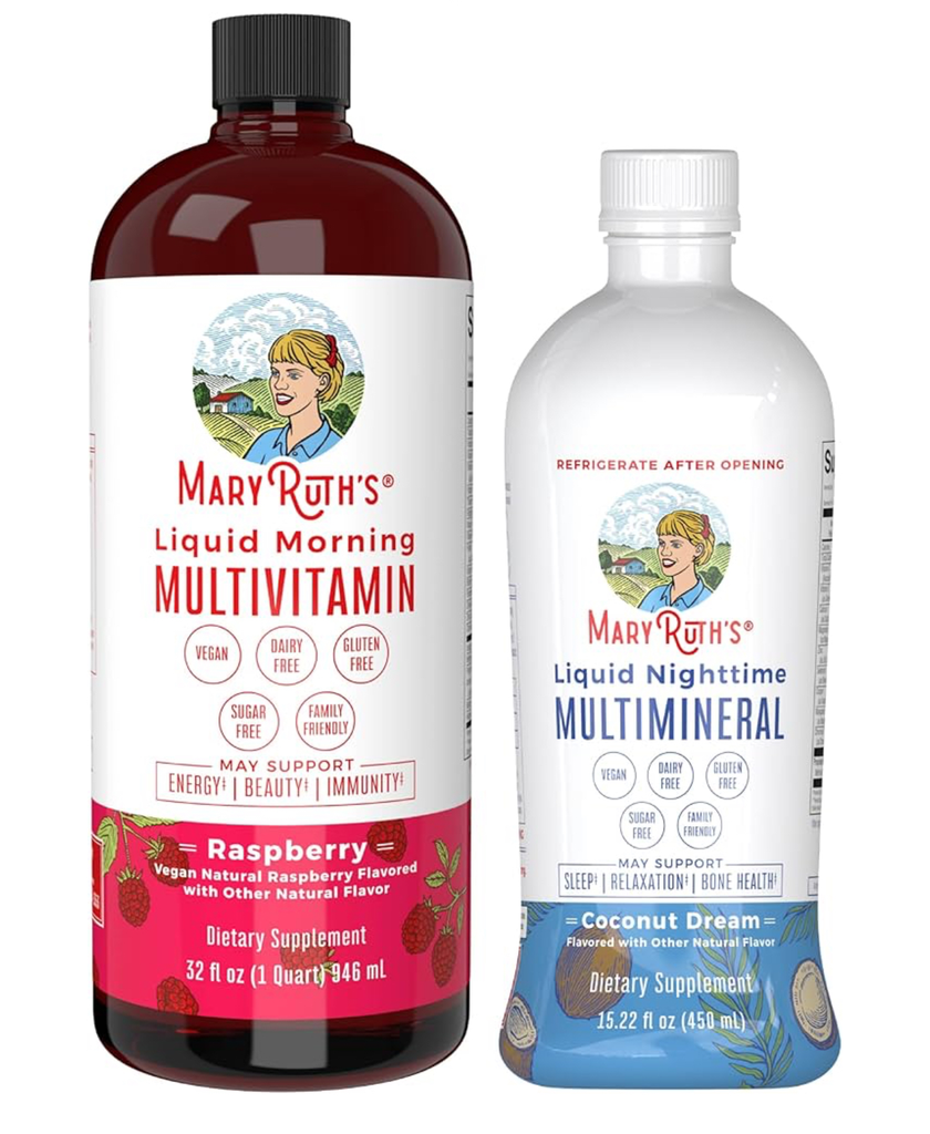 MaryRuth Liquid Morning Multivitamin Raspberry& Liquid Nighttime Multimineral Coconut