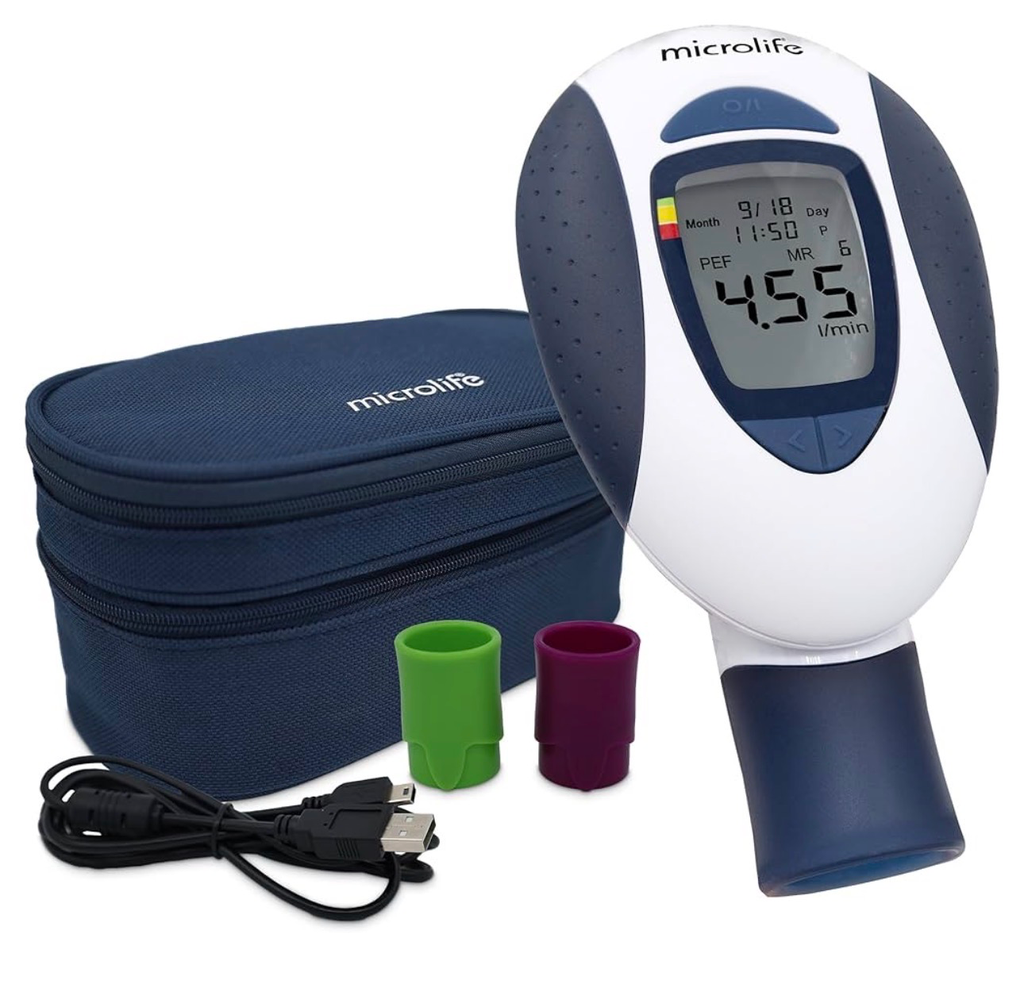 Microlife (Deluxe Kit) Digital Peak Flow Meter Tests PEF / FEV1 / Early Detection of Asthma Attacks