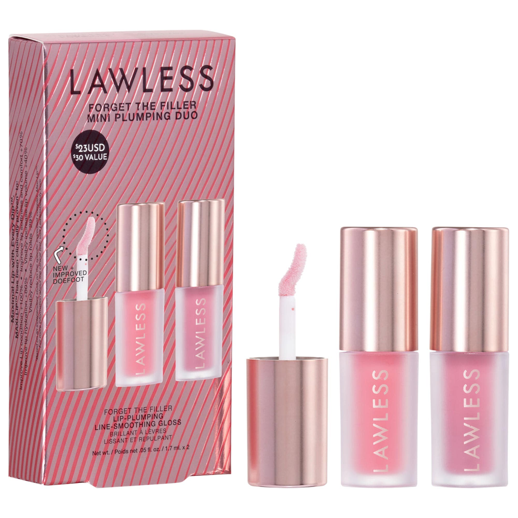 Lawless Mini Forget The Filler Lip Plumper Duo with Velvet + Strawberry Popsicle