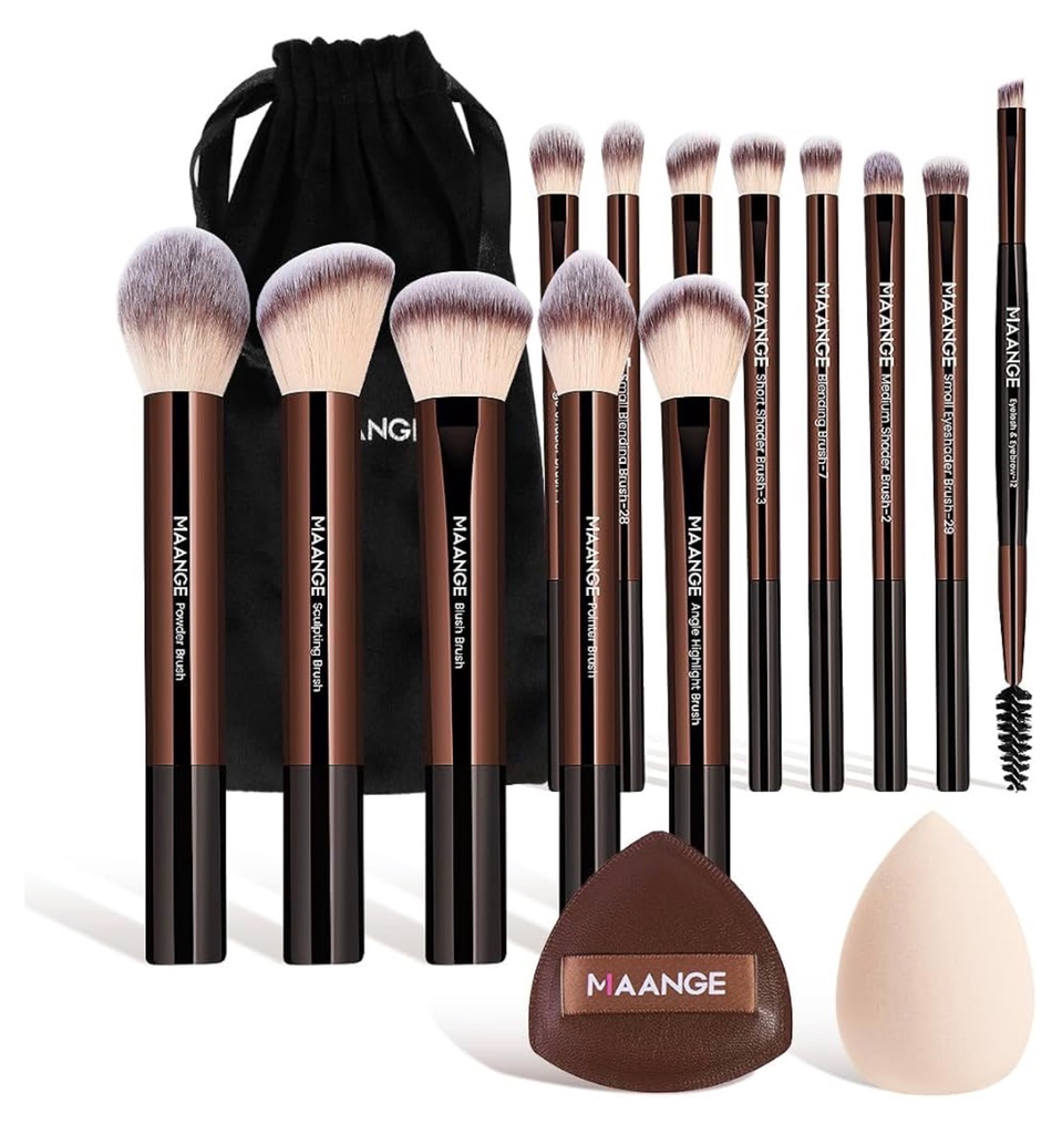 MAANGE 16PCS Makeup Brush Set Travel Makeup Brushes