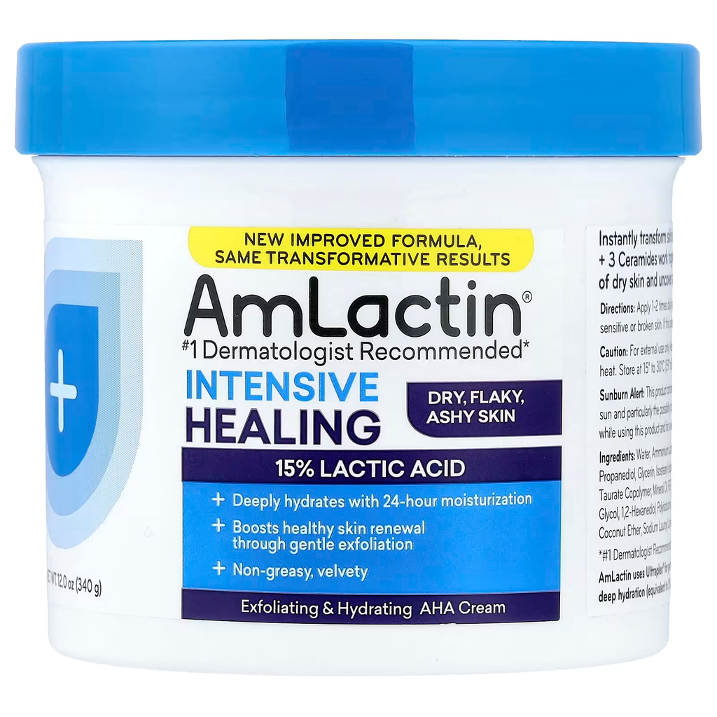 Amlactin Intensive Healing, Exfoliating & Hydrating AHA Cream, Dry, Flaky, Ashen Skin