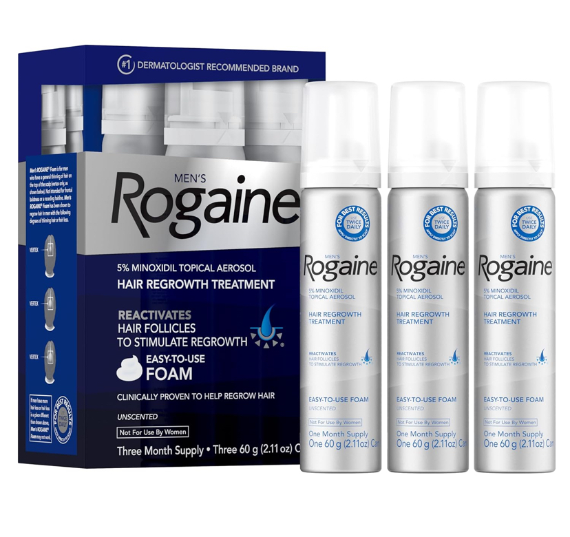 Men's Rogaine 5% Minoxidil Foam for Hair Regrowth