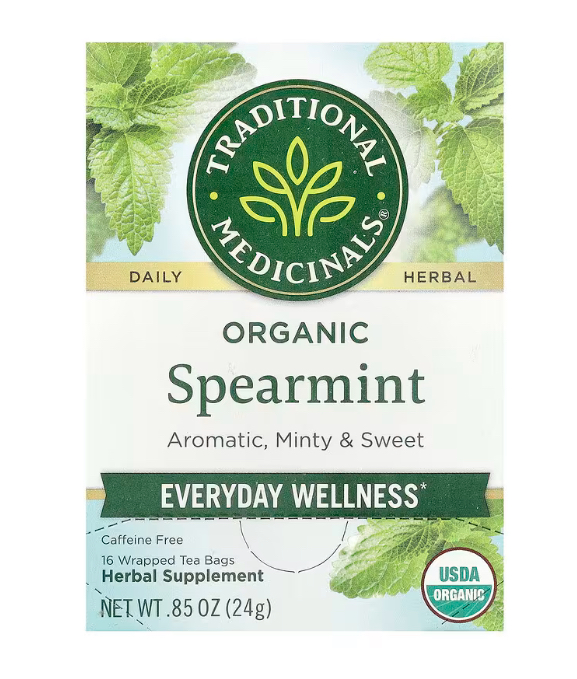 Traditional Organic Spearmint, Caffeine Free, 16 Wrapped Tea Bags