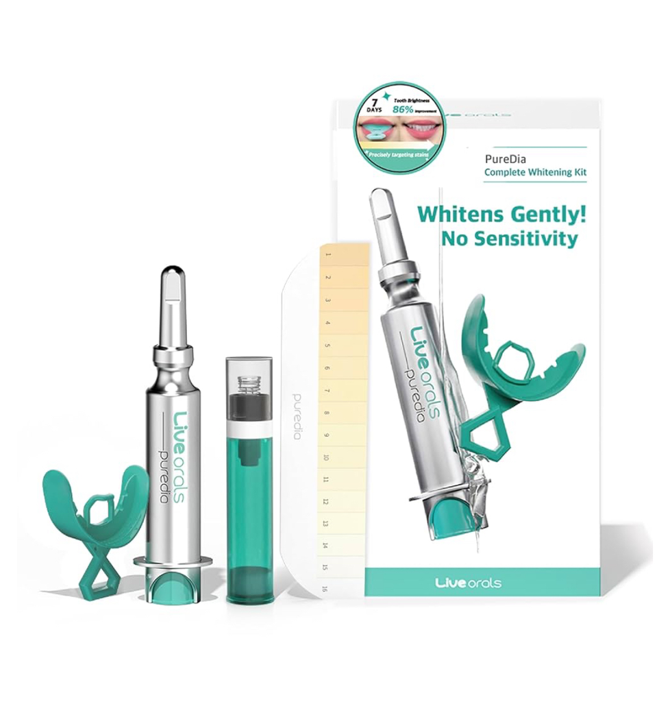 Live Orals PureDia Teeth Whitening Kit - Gel & Mouthpiece Set, Hydrogen Peroxide, Dentist Formulated for Sensitive Teeth, 28 Treatments.