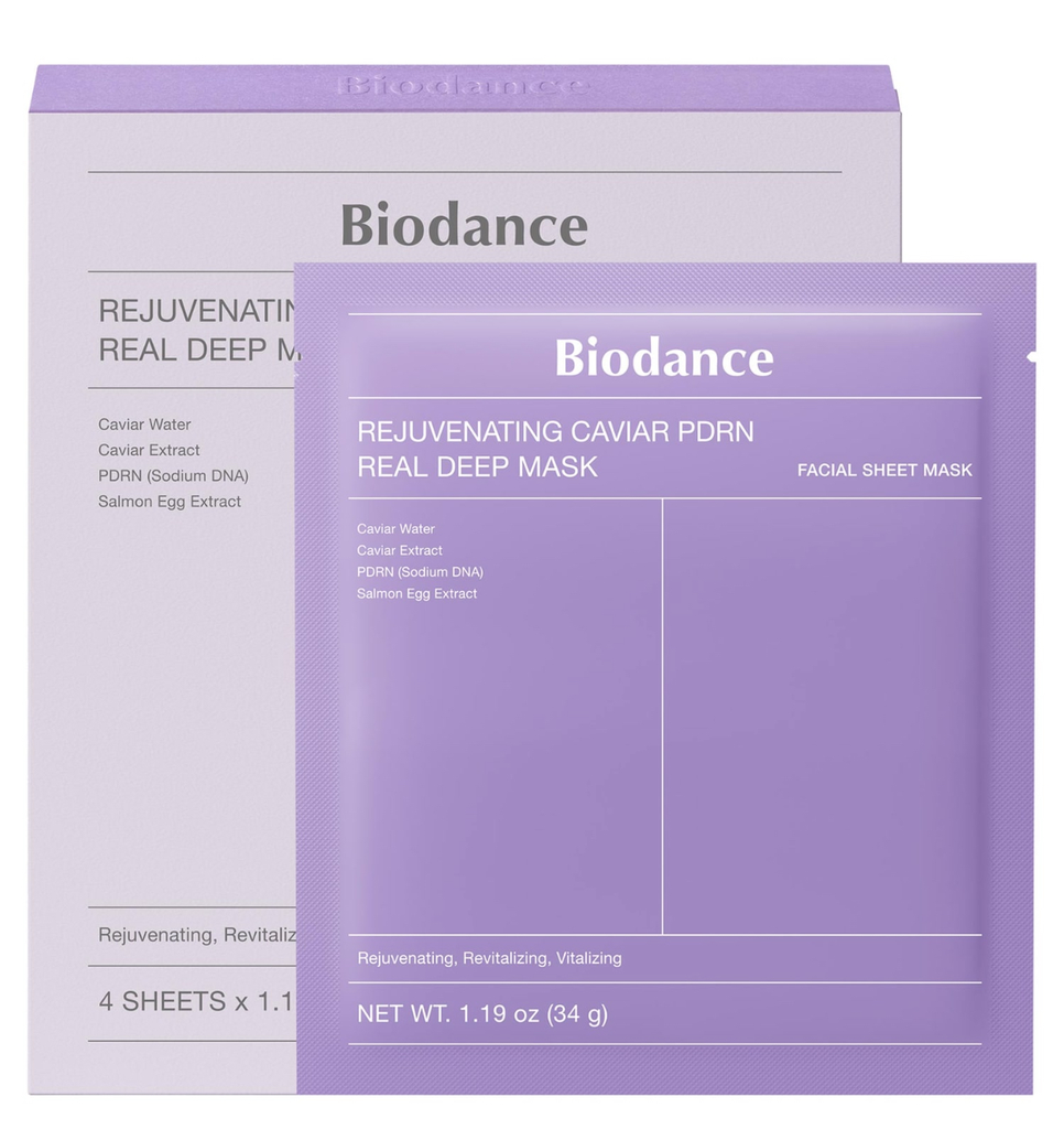 Biodance Rejuvenating Caviar PDRN Real Deep Mask - 4 Pack for Natural Skin Renewal & Firming