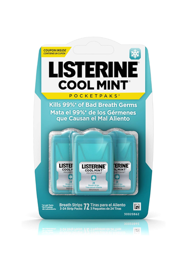 Listerine Pocketpaks Breath Strips, Cool Mint, 72 Count