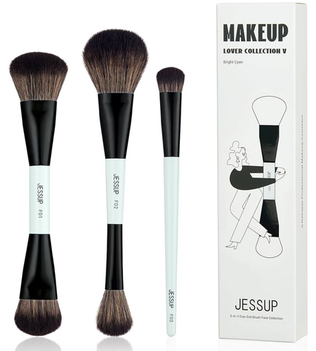 Jessup Makeup Brushes 2pcs Double Sided Foundation Brush Contour Brush