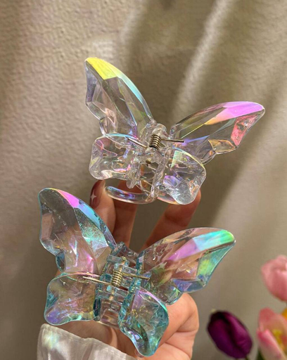 2pcs Women's Blue & White Plastic Hair Claw Clips