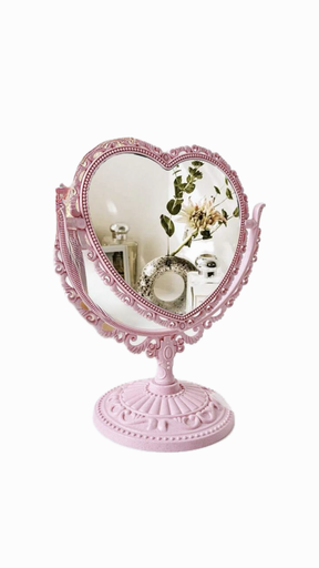 Vintage desktop mirror heart shape 