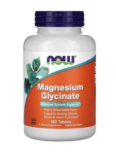 NOW Foods Magnesium Glycinate, 180 Tablets