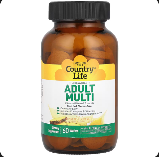 Country Life Chewable Adult Multi, Pineapple-Orange, 60 Wafers